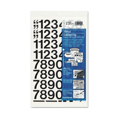 Chartpak Chartpak, Press-On Vinyl Numbers, Self Adhesive, Black, 1inh, 44PK 01130